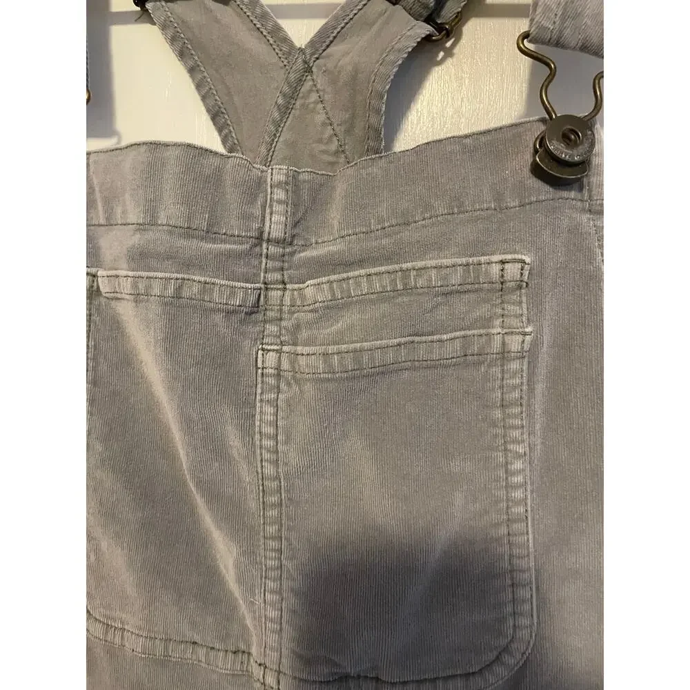 Carve Designs Jason Overall Short Gray Wale Corduroy Relaxed Logo Pockets Size 6 - Picture 5 of 9